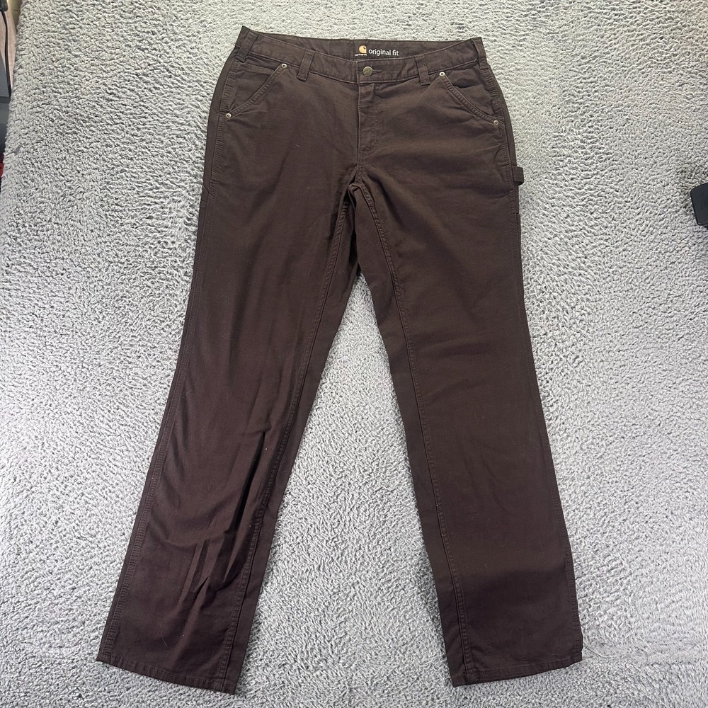 Carhartt Rugged Flex Pant Womens 12 Brown Canvas Carpenter Straight Stretch